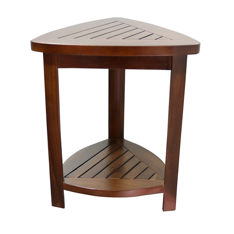 Millwood Pines Corner Teak Shower Bench & Reviews Wayfair